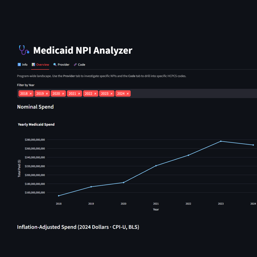 Medicaid NPI Analyzer screenshot